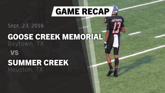 Boys Varsity Football Goose Creek Memorial High School Baytown